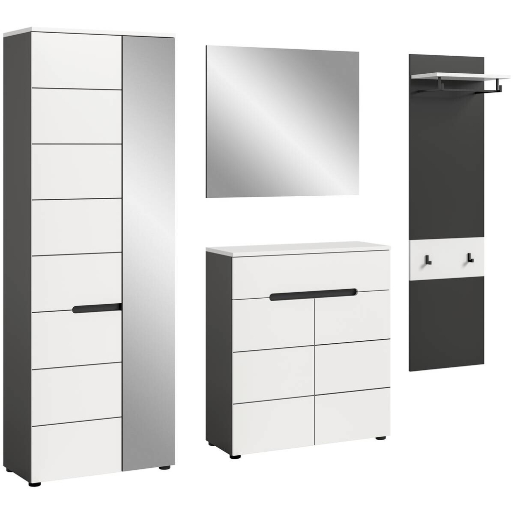 Garderobe Canu basaltgrau Nachbildung weiß B/H/T: ca. 220x190x37 cm