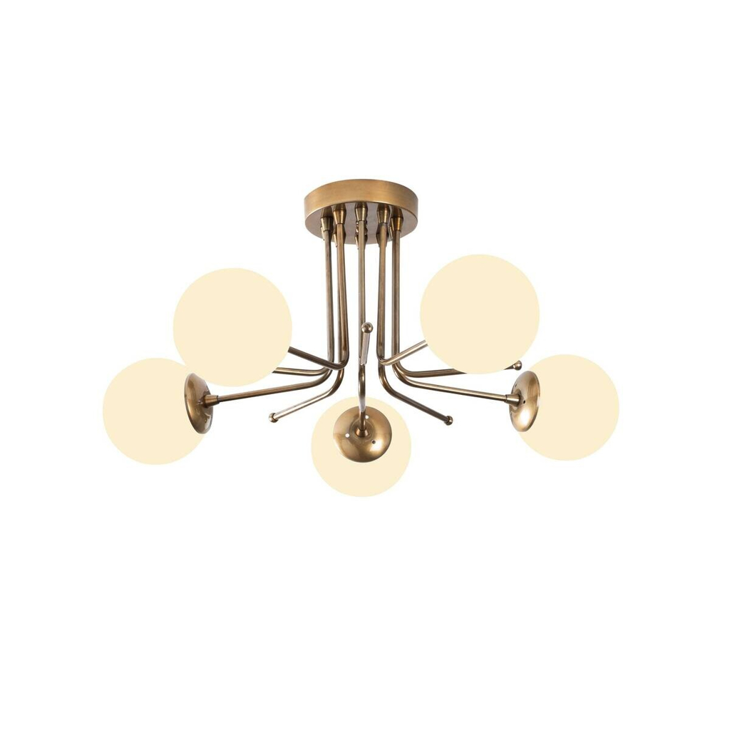 Opviq Deckenleuchte Daisy gold weiß Eisen B/H/T/L/D: ca. 80x34x80x80x80 cm E27 5 Brennstellen