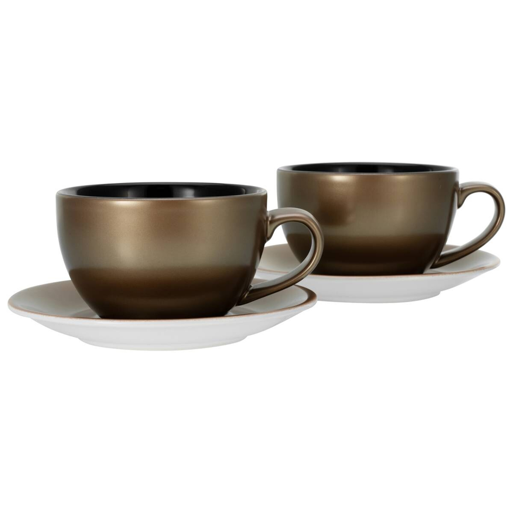 CreaTable Cappucinotassenset Golden Days gold Steinzeug 4 tlg.