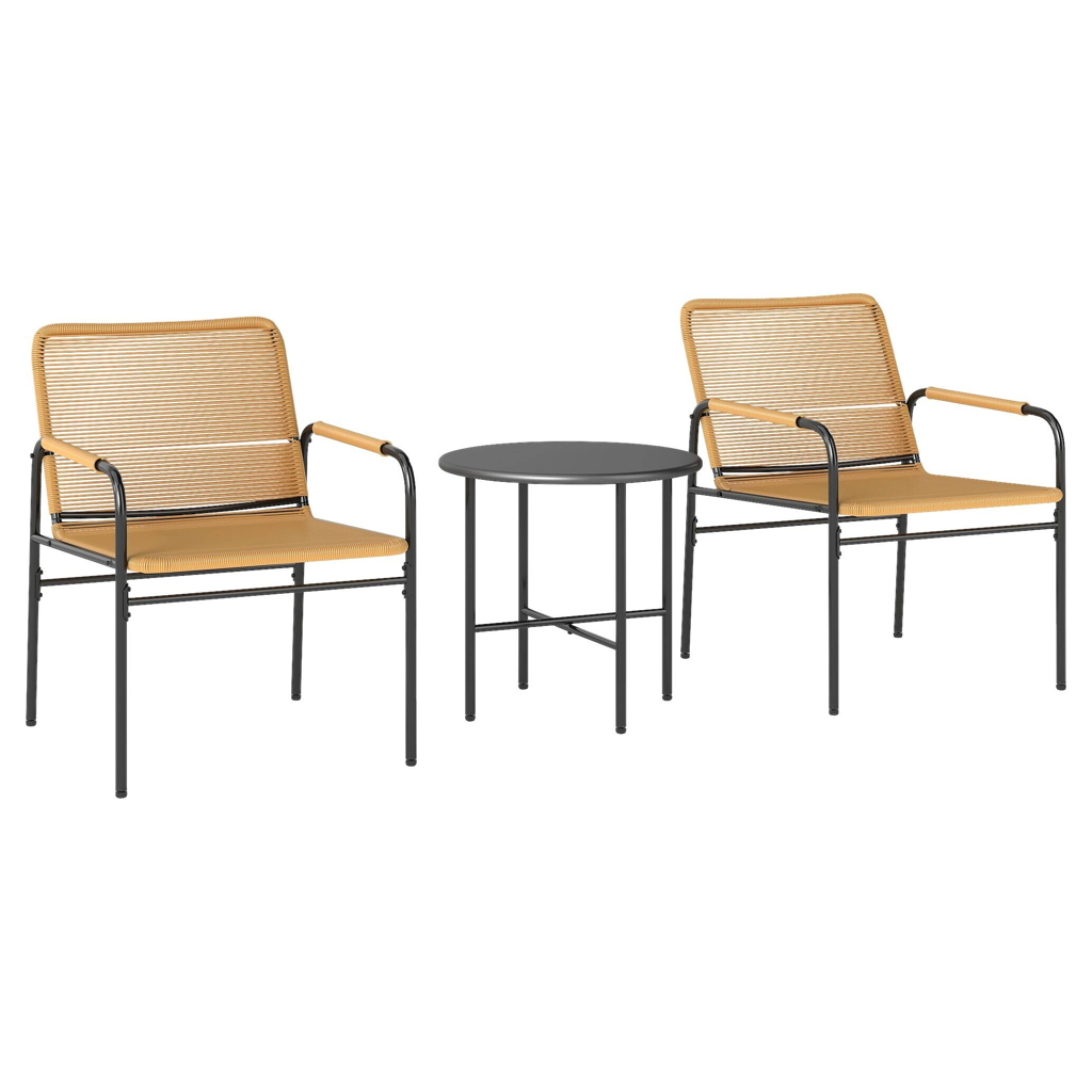 Outsunny Rattan Bistroset gelb Stahl B/H/L: ca. 54x76x66 cm