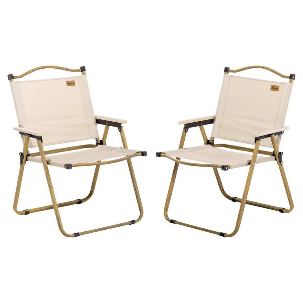Outsunny Campingstuhl 2er Set khaki Stoff B/H/L: ca. 59x78x54 cm