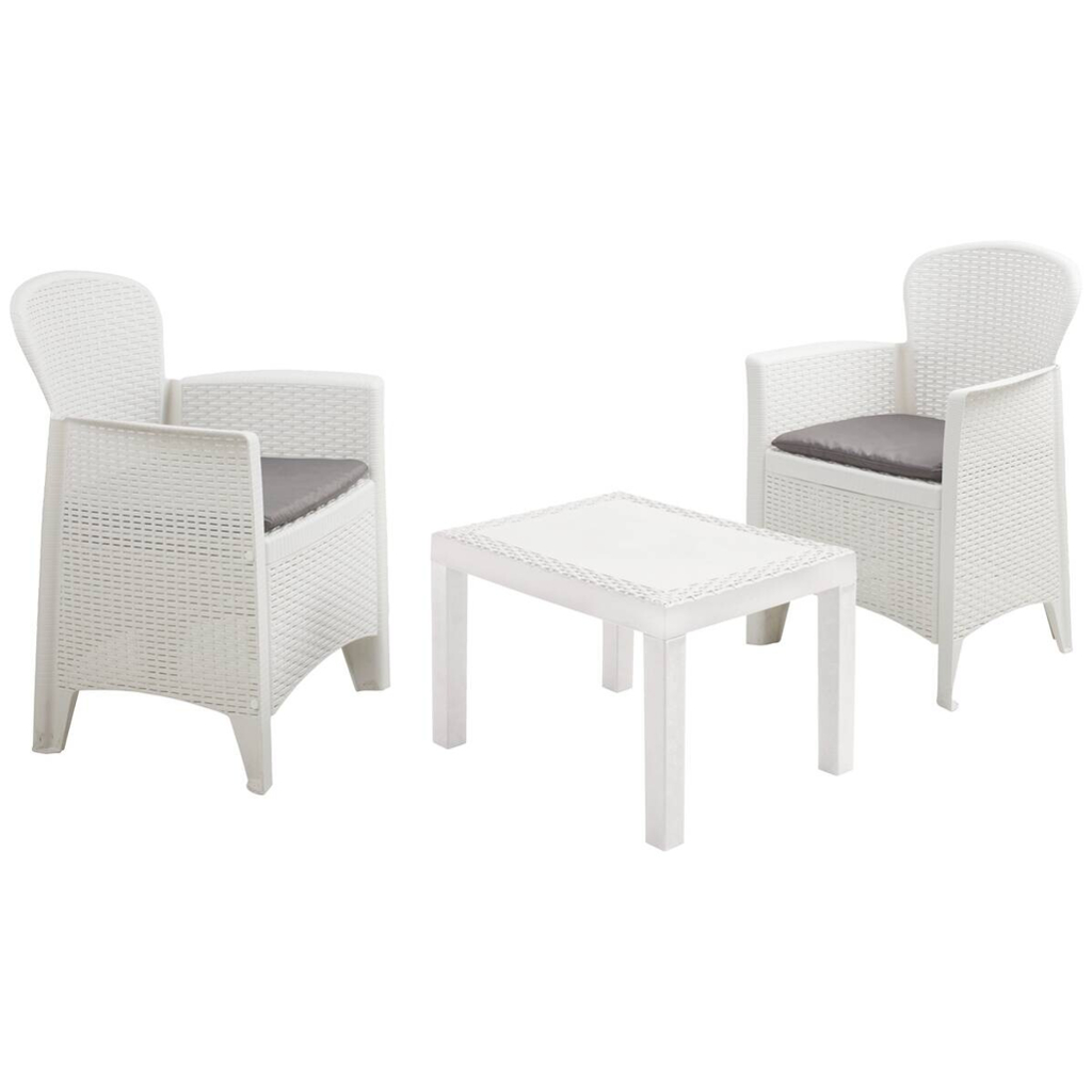 ProGarden Balkonset Akita weiß Kunststoff B/H/L: ca. 47x40x60 cm