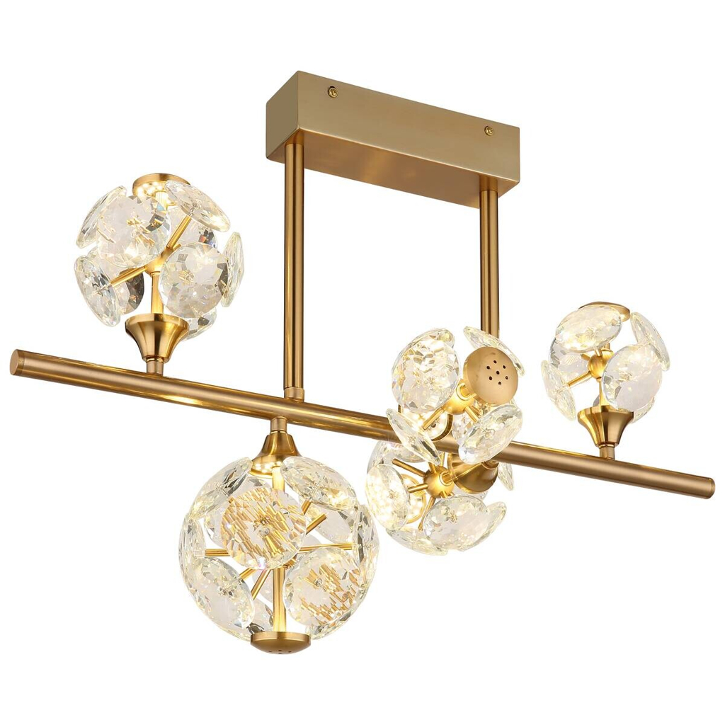 GLOBO Deckenleuchte klar gold Metall B/H/T/L: ca. 31x45x61x61 cm 1 Brennstellen