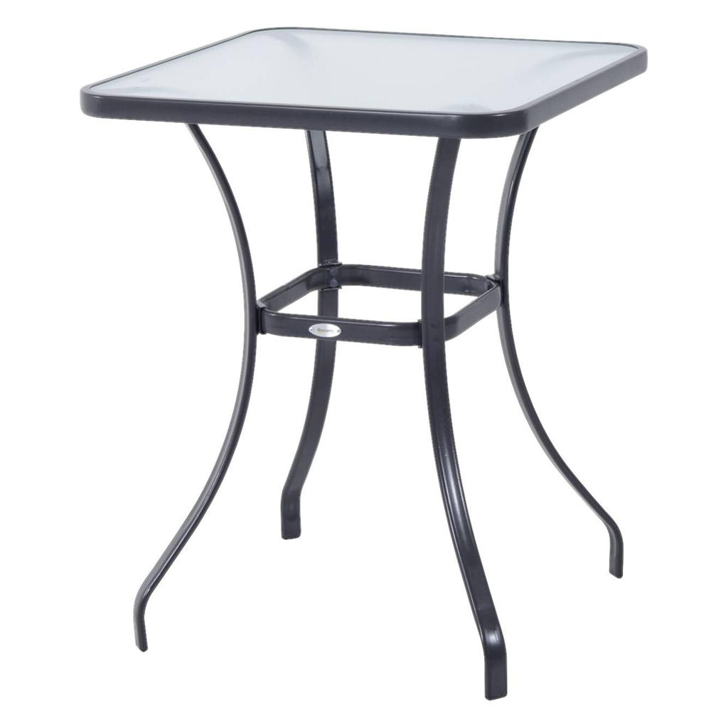 Outsunny Glastisch schwarz Metall B/H/L: ca. 68,5x84x68,5 cm