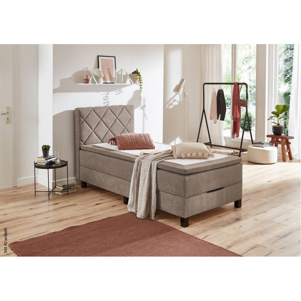Boxspringbett Jeff taupe Liegefläche B/L: ca. 100x200 cm