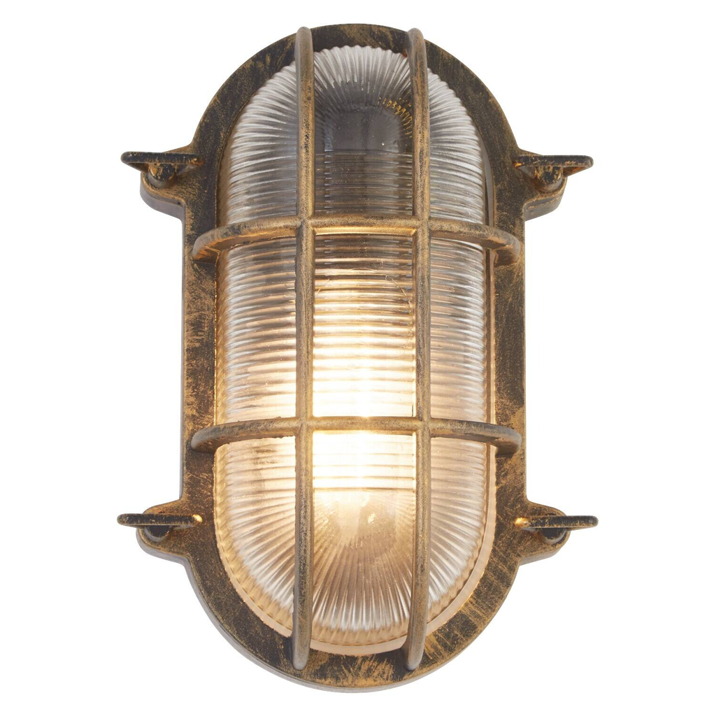 Searchlight Außenleuchte Bulkhead transparent schwarz Glas Stahl B/H/T: ca. 16x25x10,5 cm E27 1 Brennstellen