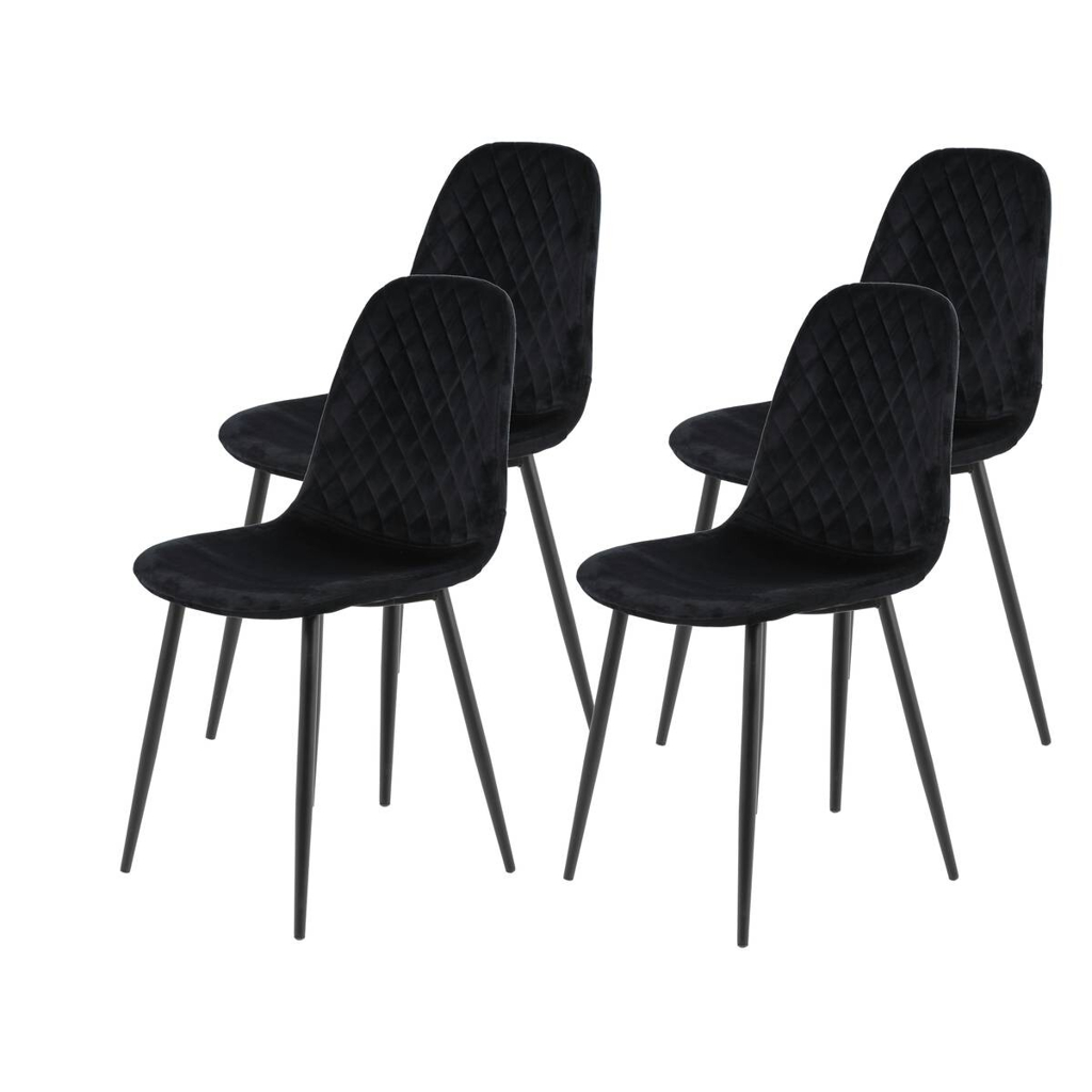 Stuhl Mira 4er Set schwarz Samtoptik B/H/T: ca. 44x89x53,5 cm