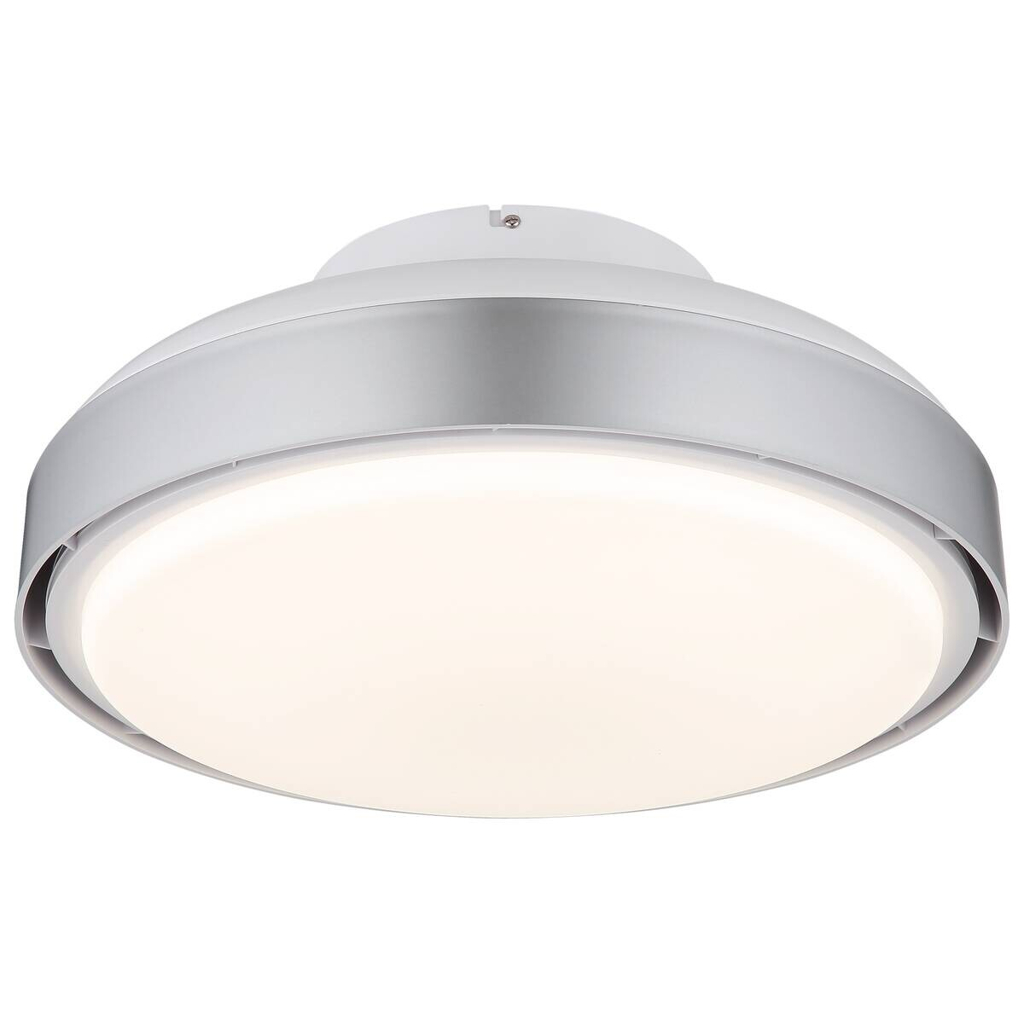 GLOBO LED-Deckenventilator Opal silber weiß Acryl Kunststoff H/D: ca. 20x45 cm 1 Brennstellen