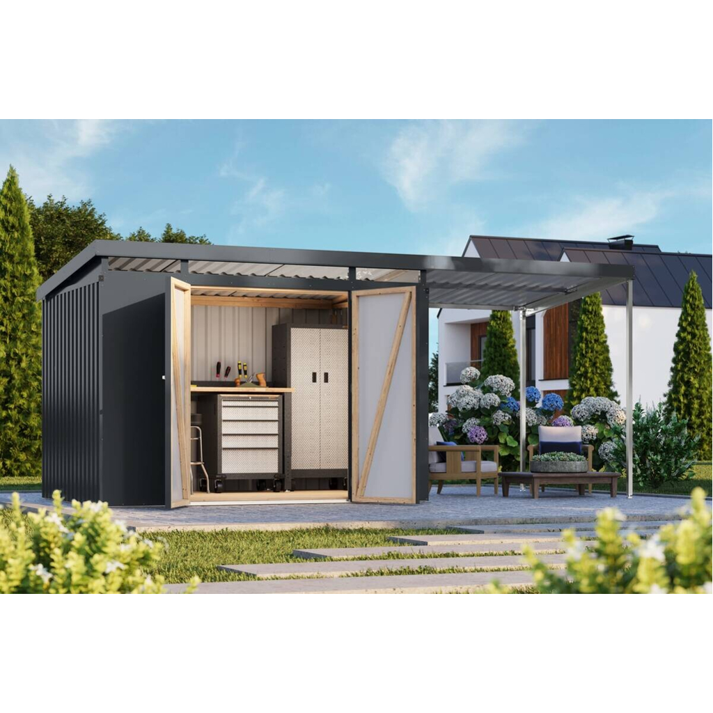 Karibu Gartenhaus Indra3 anthrazit B/H/T: ca. 289x213x206 cm