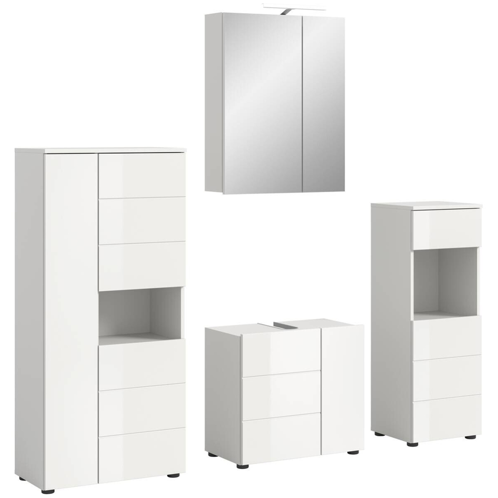 Badezimmer-Set VIRA weiß weiß Hochglanz B/H/T: ca. 188x190x34 cm