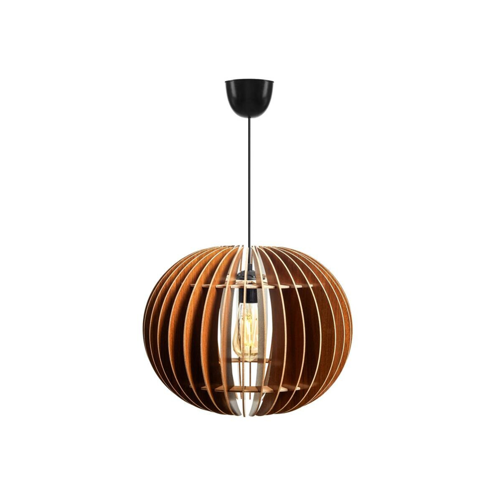 Opviq Pendelleuchte nussbaum MDF B/H/T/L/D: ca. 36x70x36x36x36 cm E27 1 Brennstellen