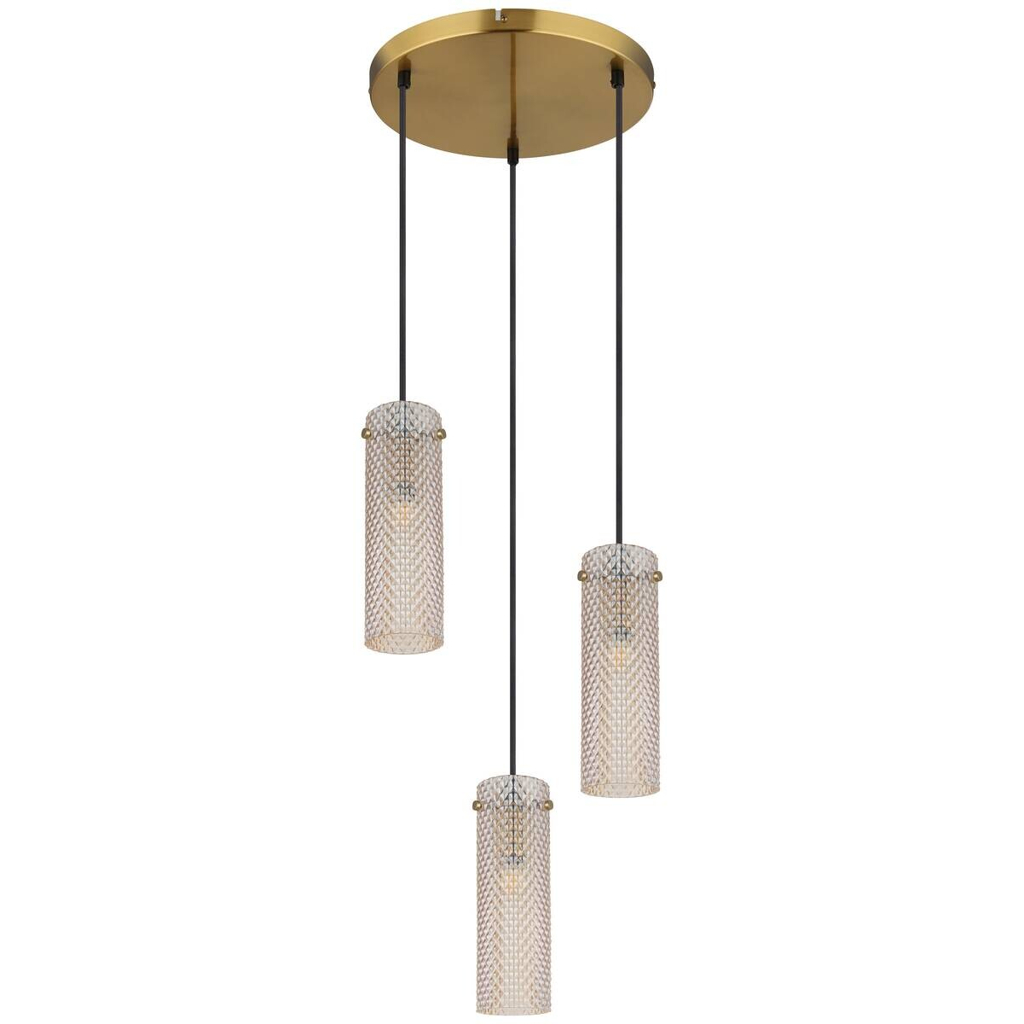 GLOBO Pendelleuchte amber gold Glas Metall H/D: ca. 120x35 cm E14 3 Brennstellen