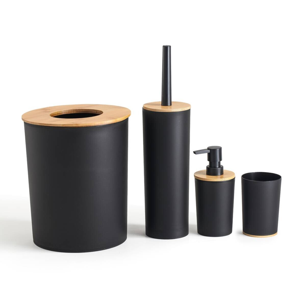 Sensation Bad-Set schwarz natur Bambus Kunststoff