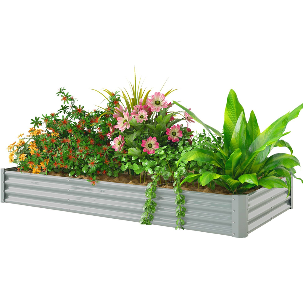 Outsunny Hochbeet silber Stahl B/H/L: ca. 120x30x240 cm