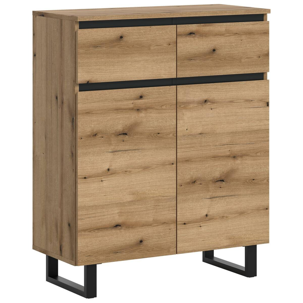 Kommode Tomasa Evoke Oak Nachbildung schwarz B/H/T: ca. 80x99x36 cm
