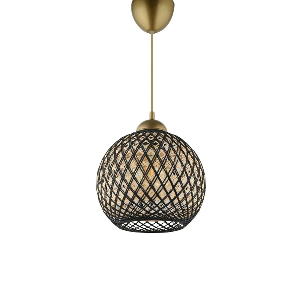 Opviq Pendelleuchte gold schwarz Baumwolle B/H/T/L/D: ca. 22x54x22x22x22 cm E27 1 Brennstellen