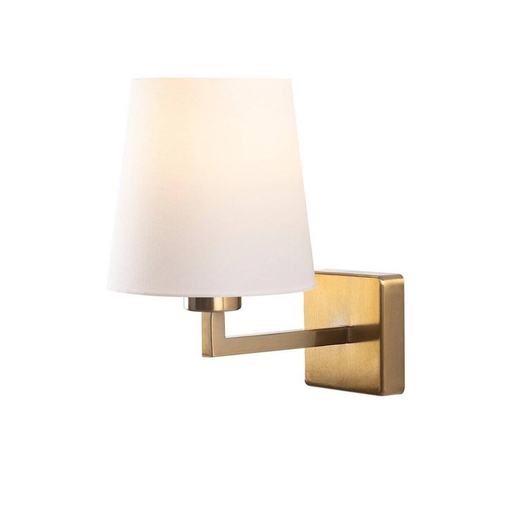 Opviq Wandleuchte Profil weiß gold Metall Stoff B/H/T/L/D: ca. 24x30x24x18x18 cm E27 1 Brennstellen