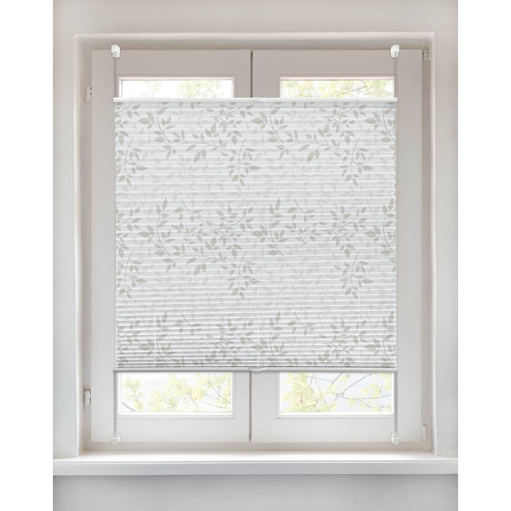 Spannplissee Blätter taupe B/L: ca. 90x130 cm