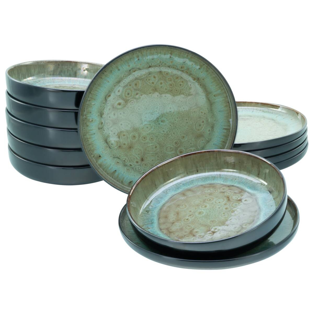CreaTable Tafelservice Nordic Fjord grün Steinzeug 12 tlg.