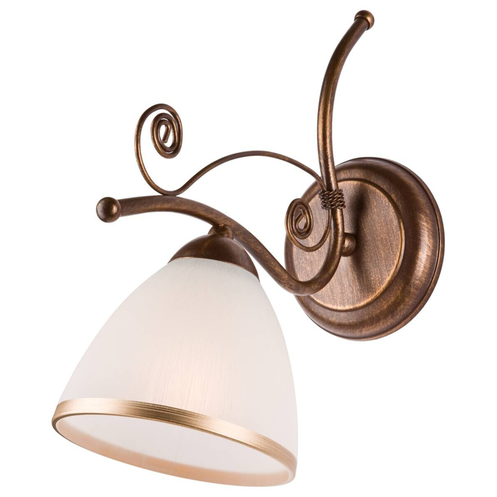 Lamkur Wandleuchte Retro II braun Glas Stahl H/L: ca. 30x25 cm E27 1 Brennstellen