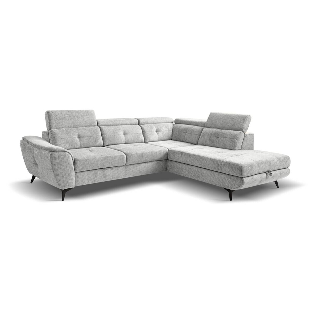 Ecksofa mit Bettfunktion und Bettkasten silber Microfaser B/H/T: ca. 274x82x231 cm