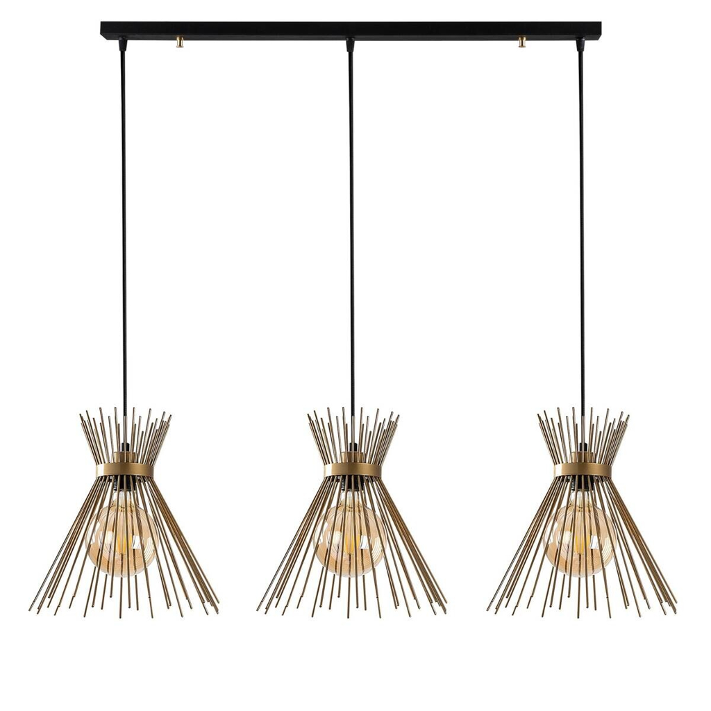 Opviq Pendelleuchte Kirpi schwarz B/H/T/L: ca. 104x129x34x104 cm E27 3 Brennstellen