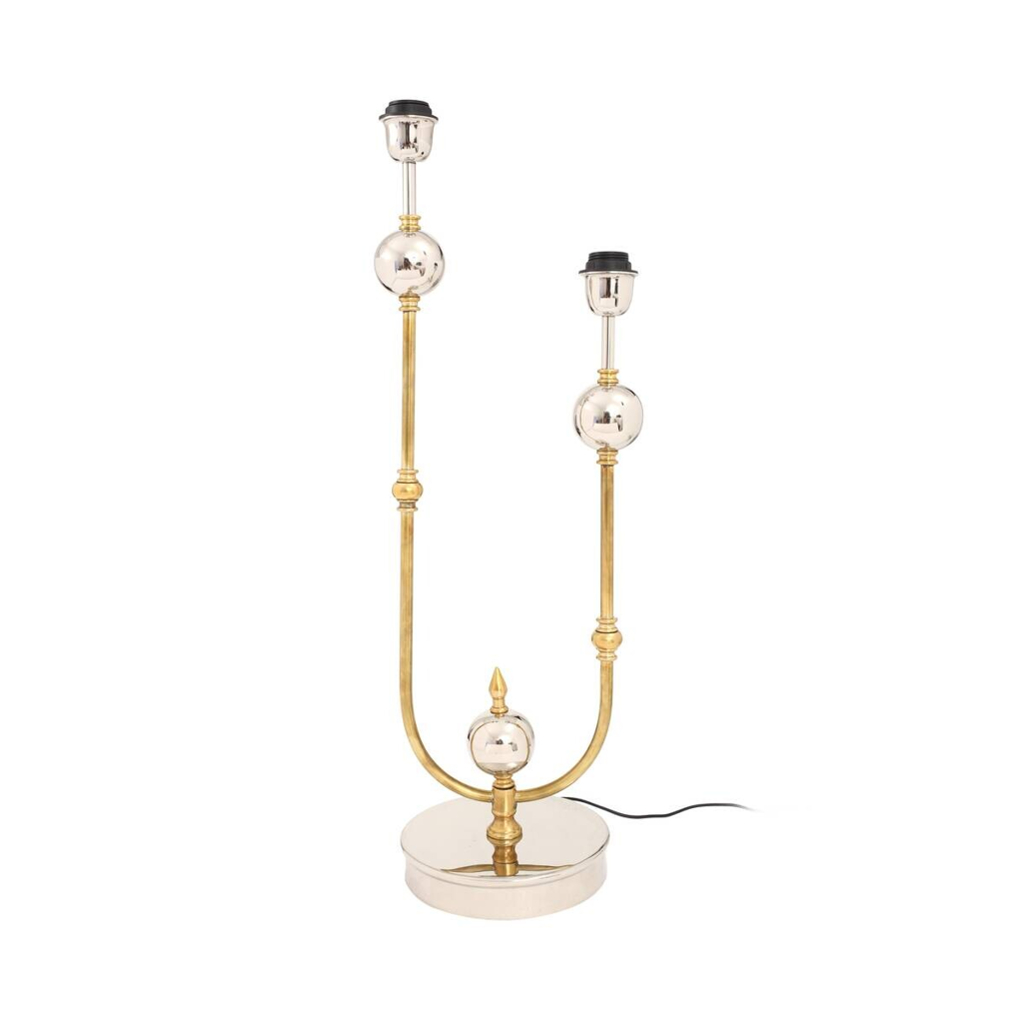 Kayoom Tischleuchte gold silber Eisen Messing Stahl B/H/L: ca. 25x77x21 cm E27 2 Brennstellen