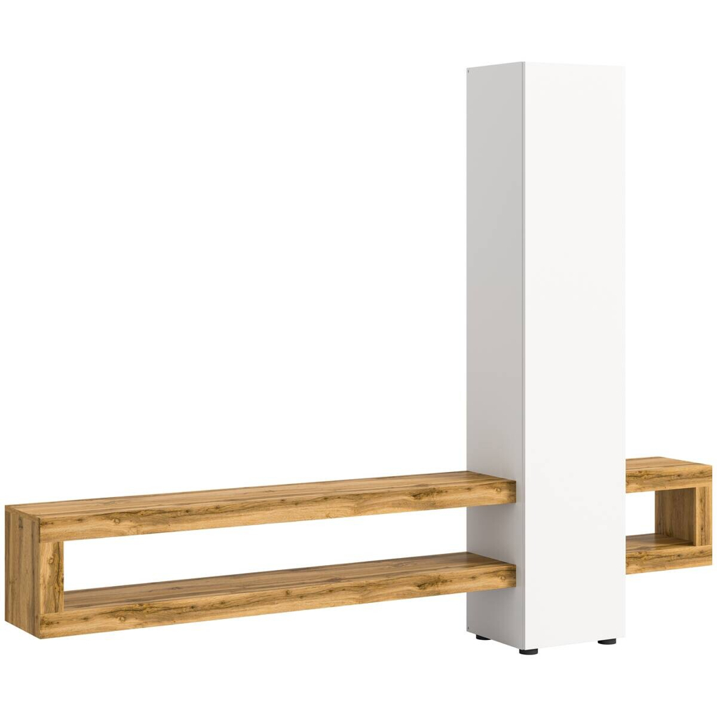 Wohnwand Samba weiß Eiche Wotan Nachbildung B/H/T: ca. 240x190x35 cm