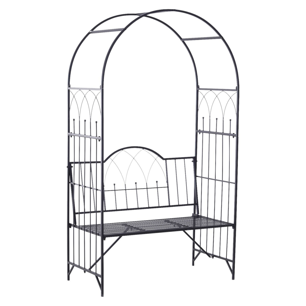Outsunny Bank schwarz Metall B/H/T: ca. 115x203x59 cm