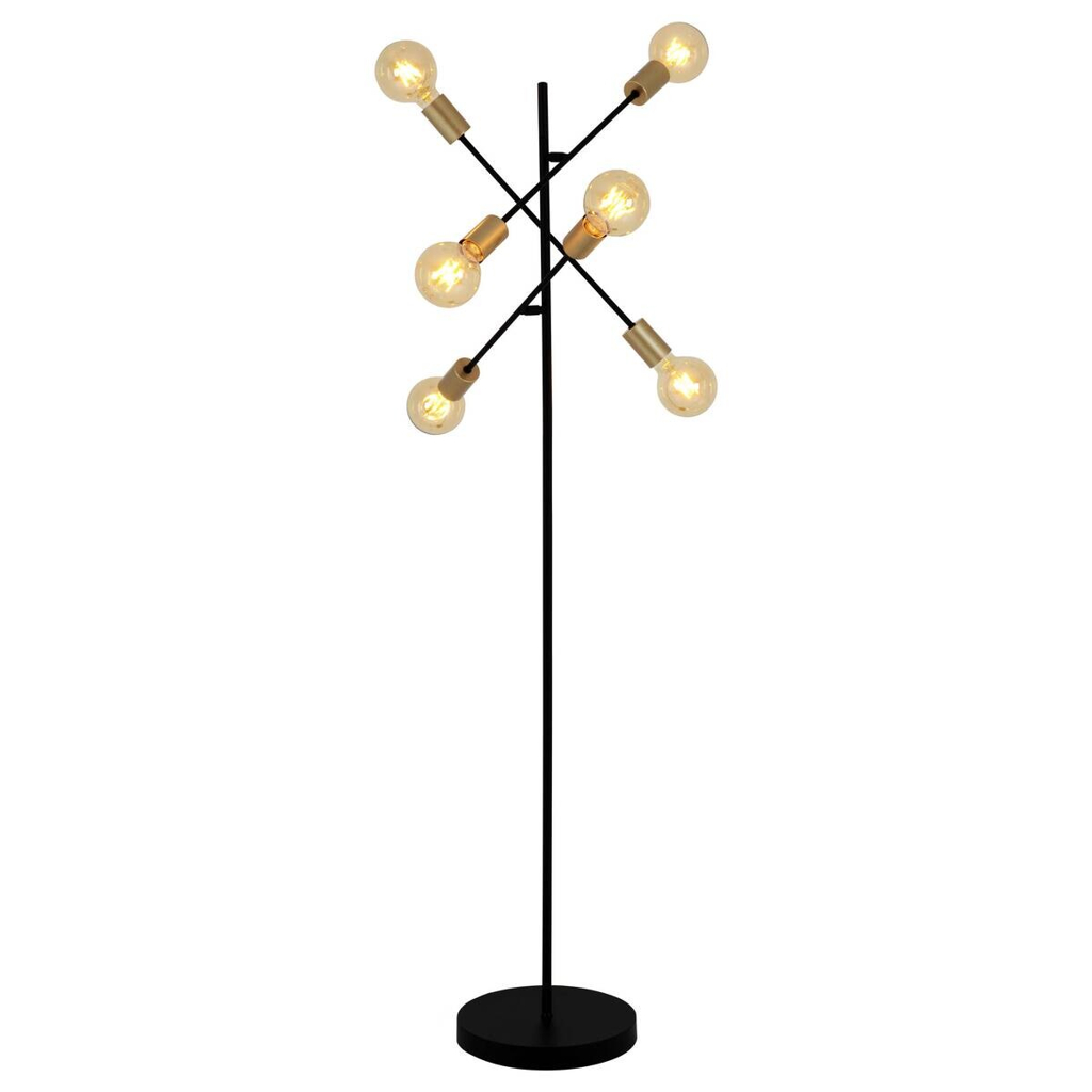 Näve Leuchten Stehlampe schwarz Metall B/H/T/D: ca. 49x150x49x49 cm E27 6 Brennstellen