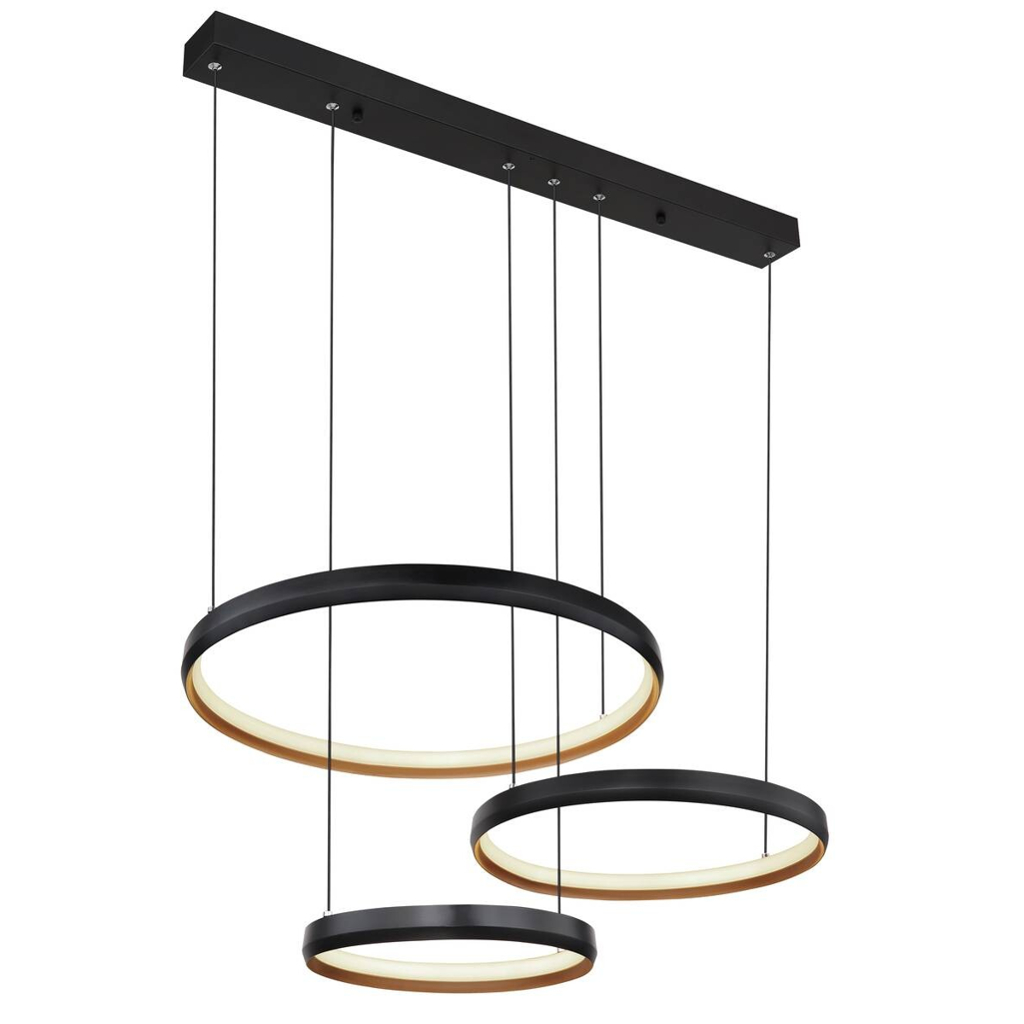 GLOBO Pendelleuchte  67193-55H Halli gold Opal schwarz Acryl Metall B/H/L: ca. 50,3x150x76,7 cm null 3 Brennstellen