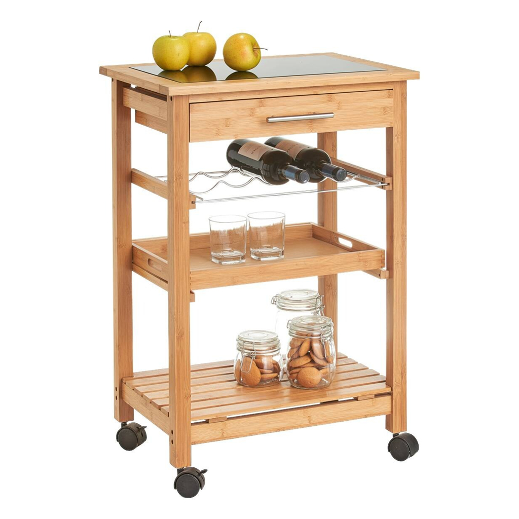 Zeller Küchenrollwagen braun Glas B/H/L: ca. 40x85x58 cm