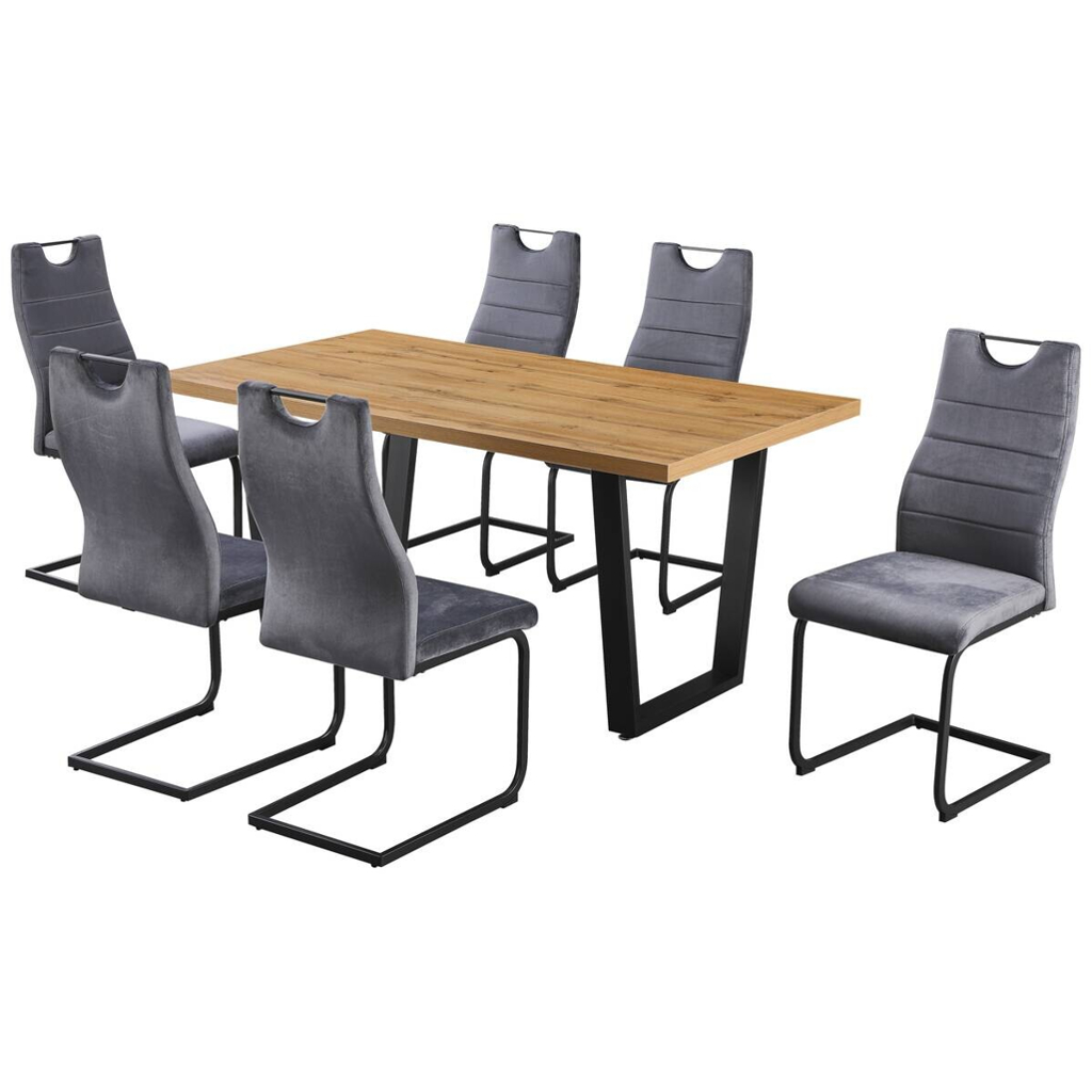 Tischgruppe Miami Eiche Nachbildung grau B/H/T: ca. 160x76x90 cm