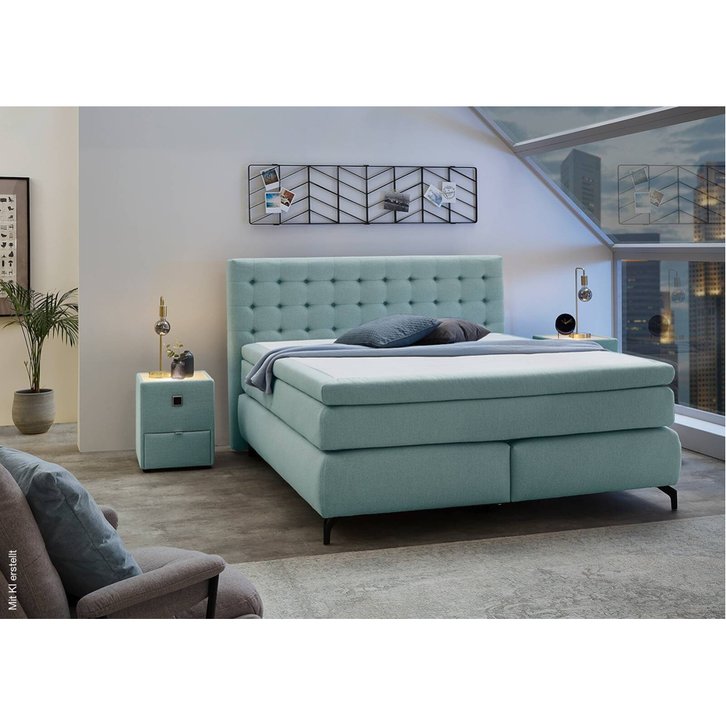 Boxspringbett türkis Flachgewebe Liegefläche B/L: ca. 180x200 cm