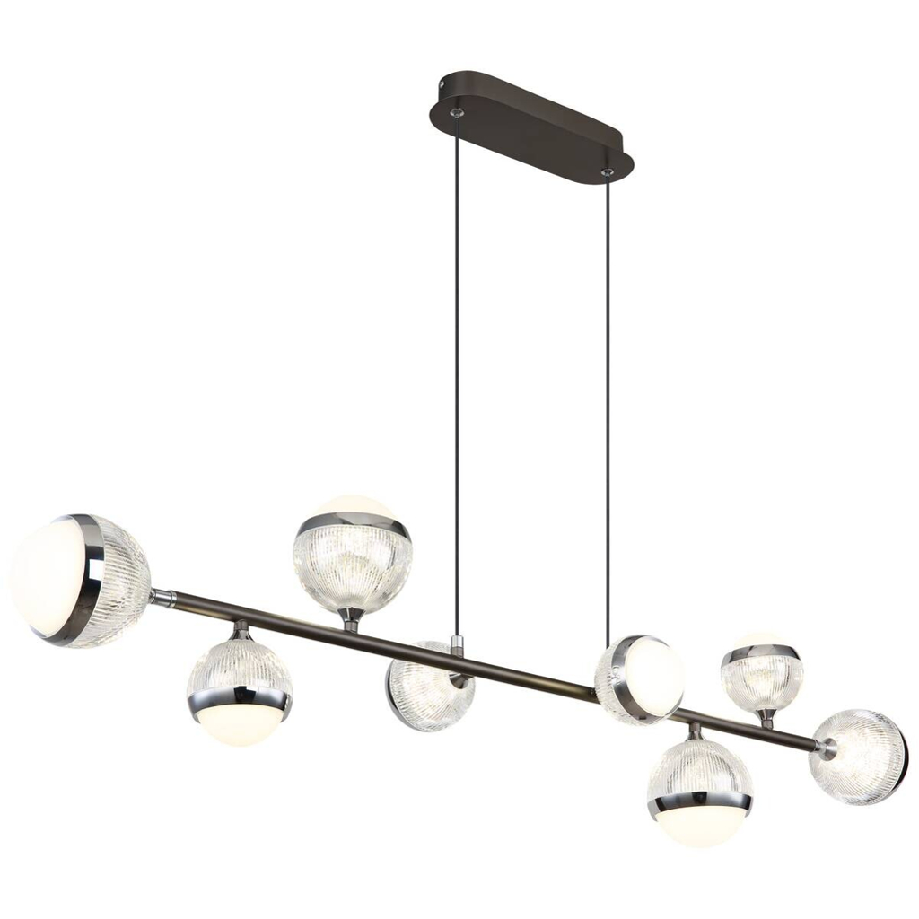 GLOBO LED-Pendelleuchte transparent Chrom titanfarbig Acryl Aluminium Metall B/H/T: ca. 24x120x109 cm