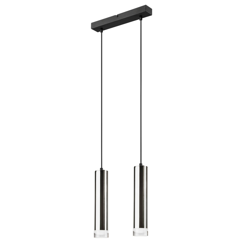 Lamkur Pendelleuchte schwarz Stahl B/H/L: ca. 8x99x32 cm E27 2 Brennstellen