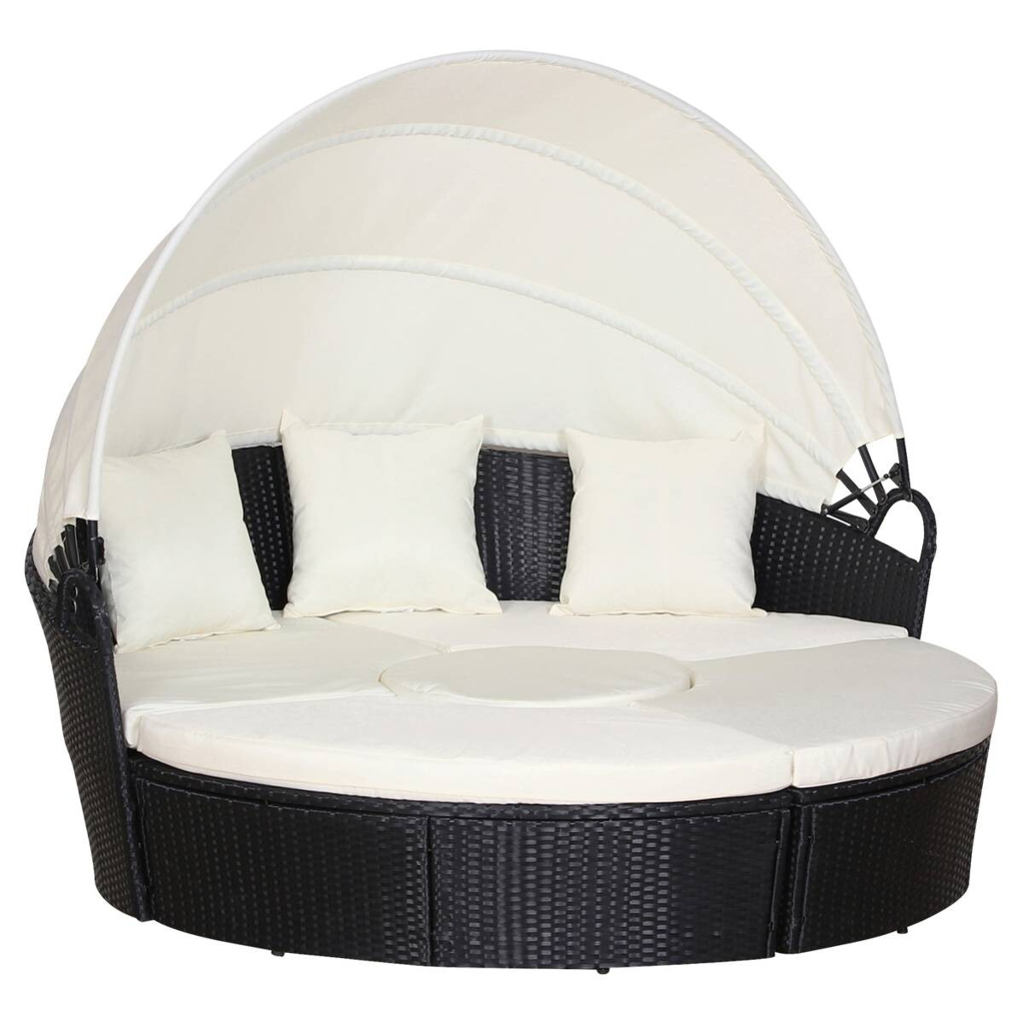 Outsunny Sonneninsel schwarz Polyrattan B/H/T: ca. 175x147x180 cm