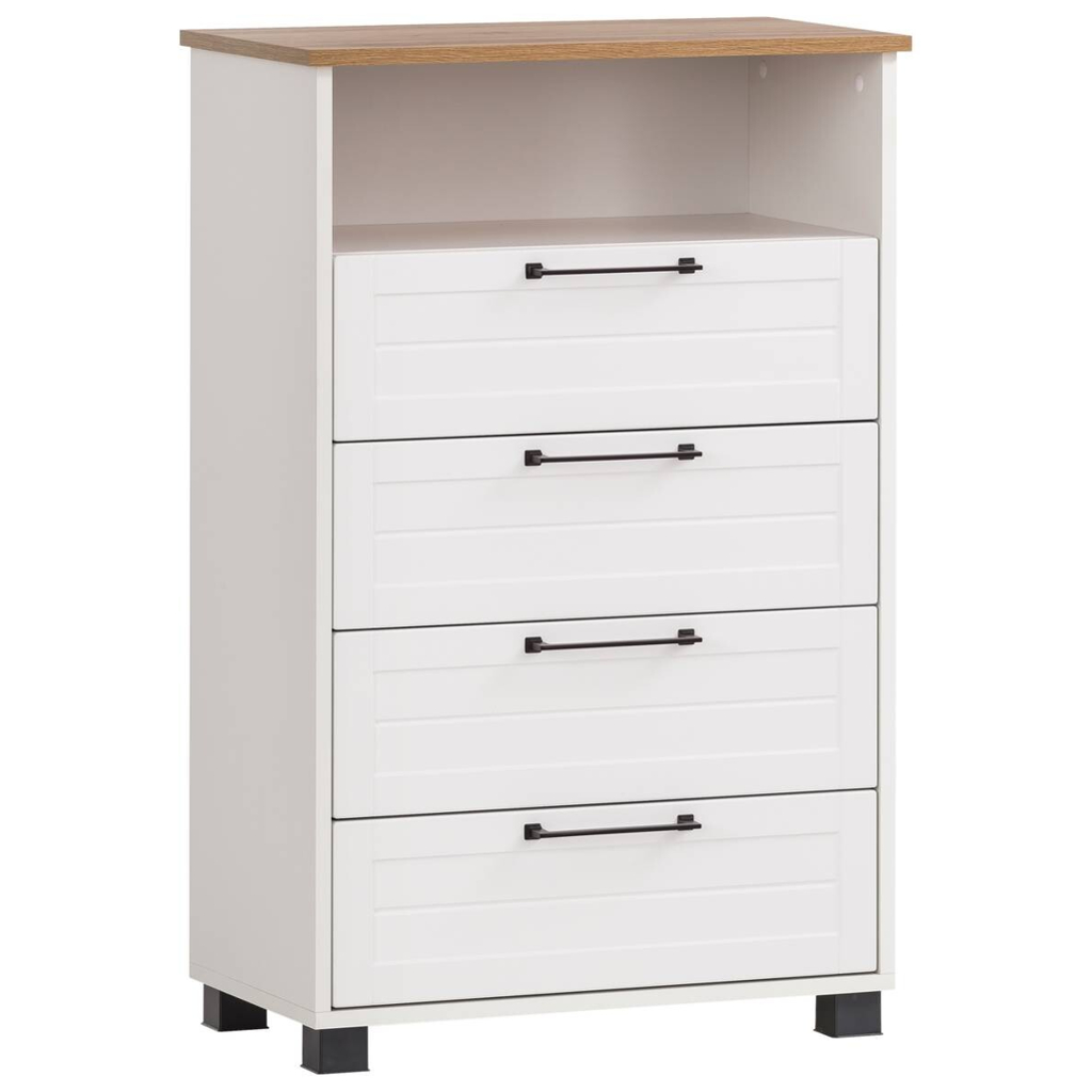 Midischrank Jelda weiß matt Eiche Landhaus Nachbildung B/H/T: ca. 62,4x102x34,1 cm