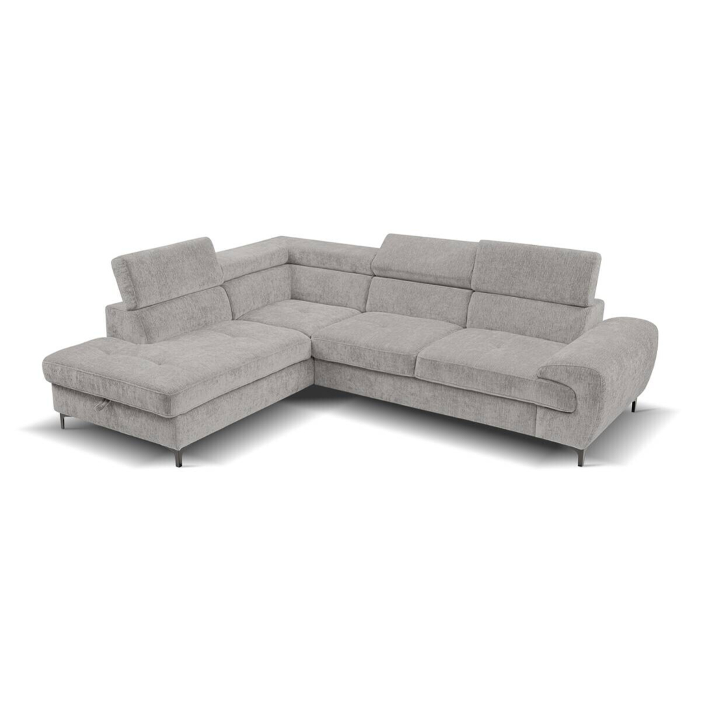 Ecksofa mit Bettfunktion und Bettkasten grau Microfaser B/H/T: ca. 256x73x202 cm