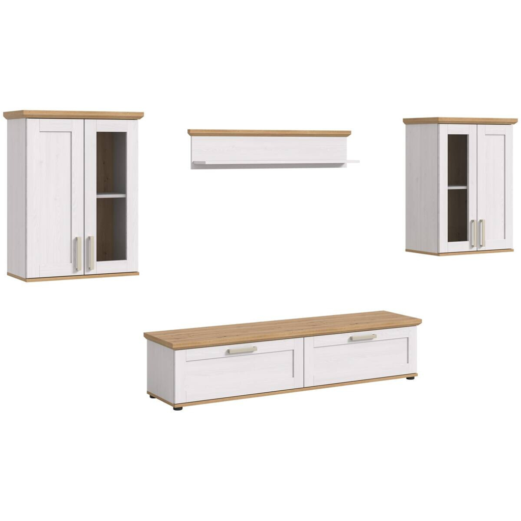 Wohnwand VERONA Lärche Nachbildung Eiche Nachbildung B/H/T: ca. 316x161x40 cm