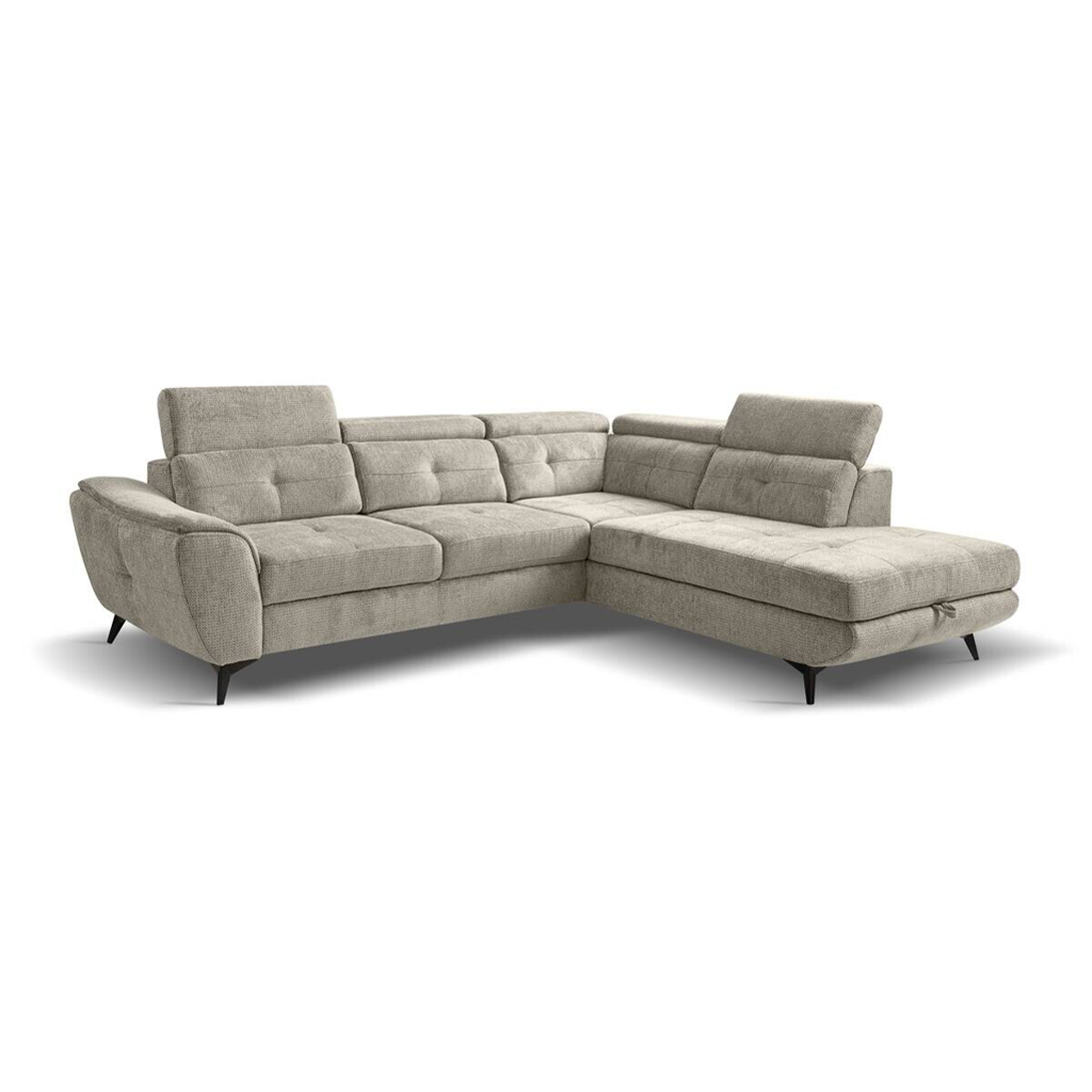 Ecksofa mit Bettfunktion und Bettkasten Greige Microfaser B/H/T: ca. 274x82x231 cm