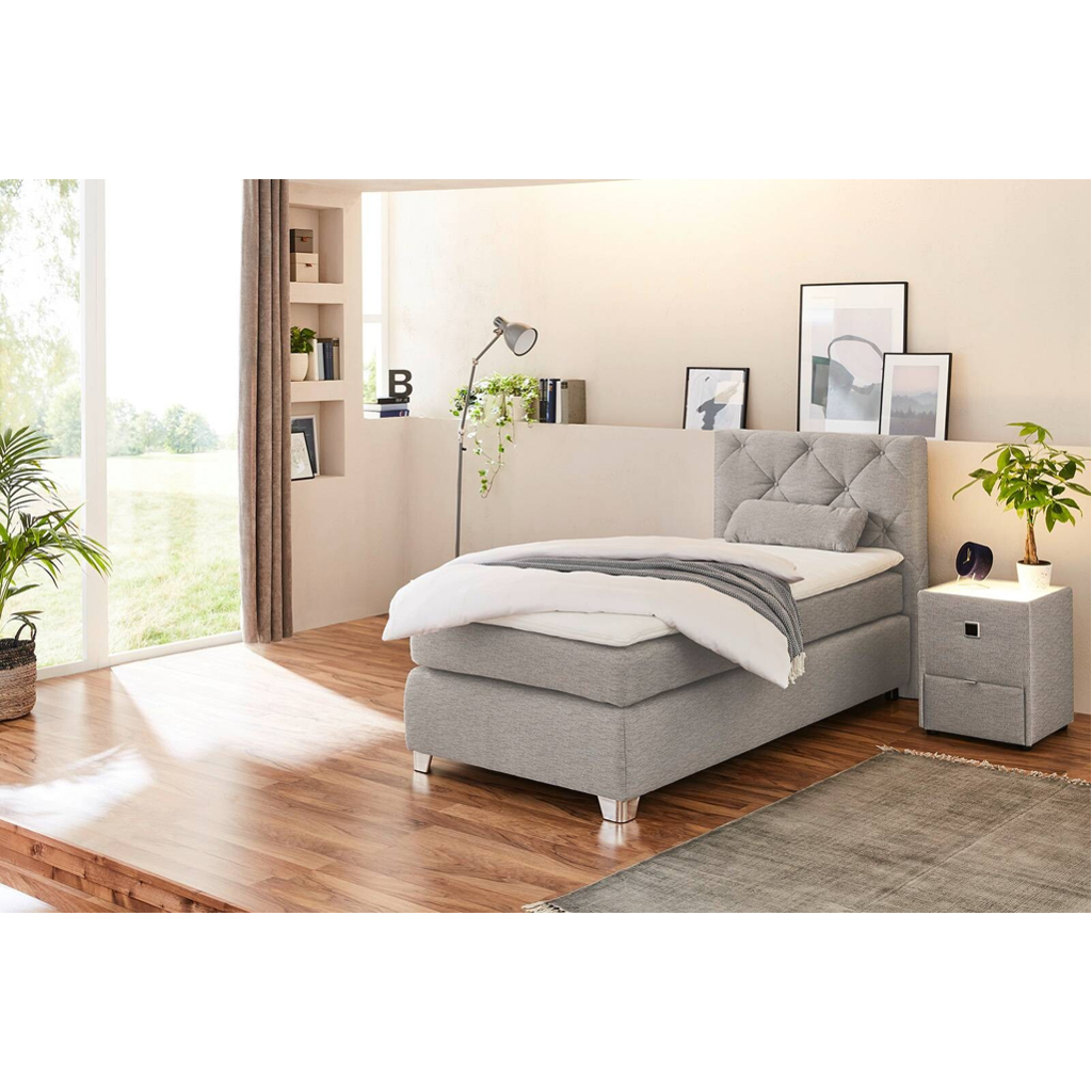 Boxspringbett  beige Flachgewebe Liegefläche B/L: ca. 90x200 cm