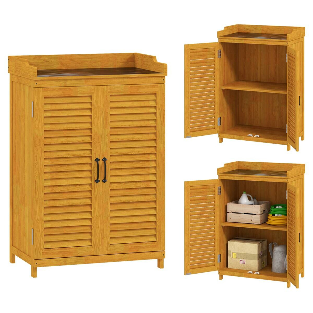 Outsunny Gartenschrank gelb Metall B/H/L: ca. 40x98,5x65,5 cm