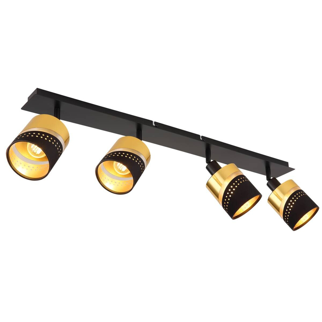 GLOBO Spot gold schwarz Kunststoff Metall B/H/T: ca. 9x20,5x80 cm E14 4 Brennstellen