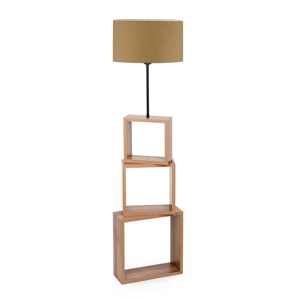 Opviq Stehlampe hellbraun MDF Holz B/H/T/L/D: ca. 37x140x37x37x37 cm E27 1 Brennstellen