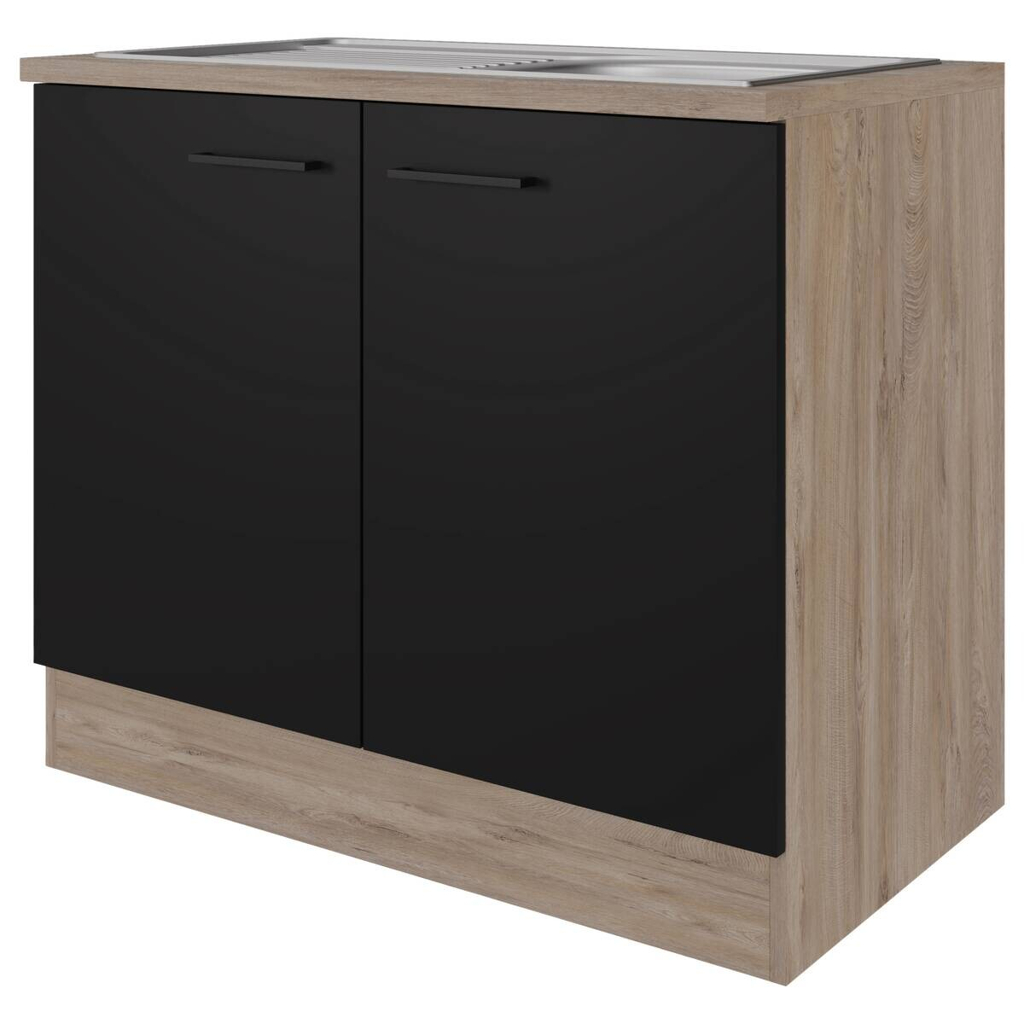 Spülenschrank Capri schwarz matt B/H/T: ca. 100x85x60 cm