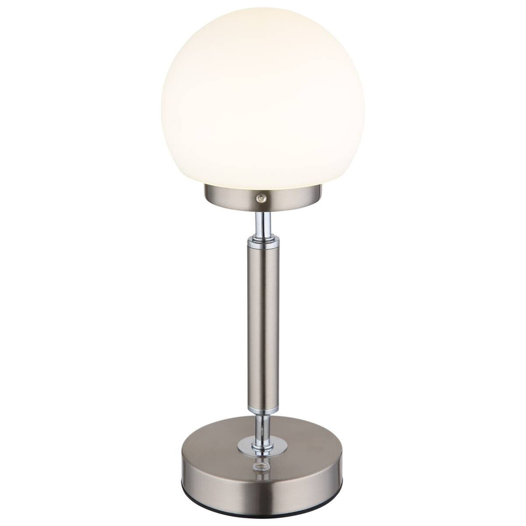 GLOBO LED-Tischleuchte Opal nickel matt Kunststoff Metall Glas H/D: ca. 28,5x11,5 cm 1 Brennstellen