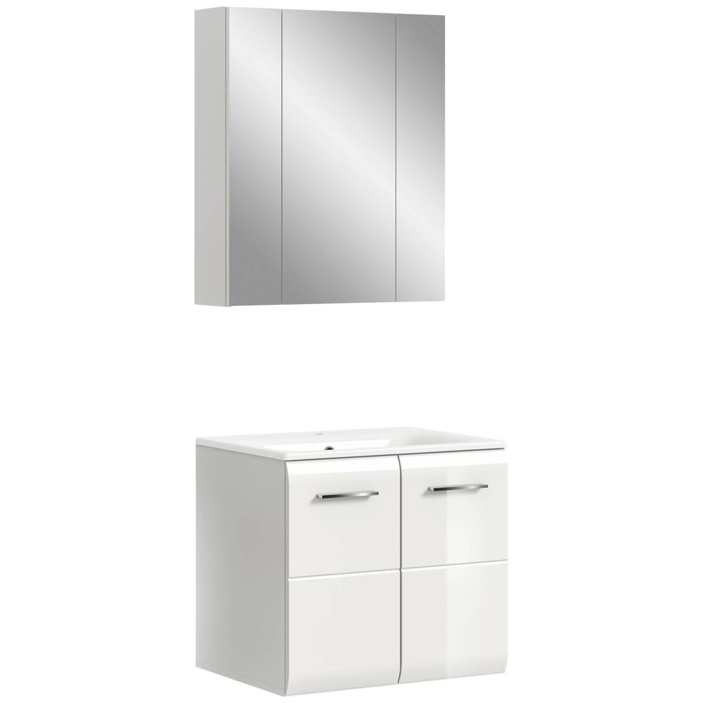 Badezimmer-Set Ice weiß weiß Hochglanz B/H/T: ca. 60x185x46 cm
