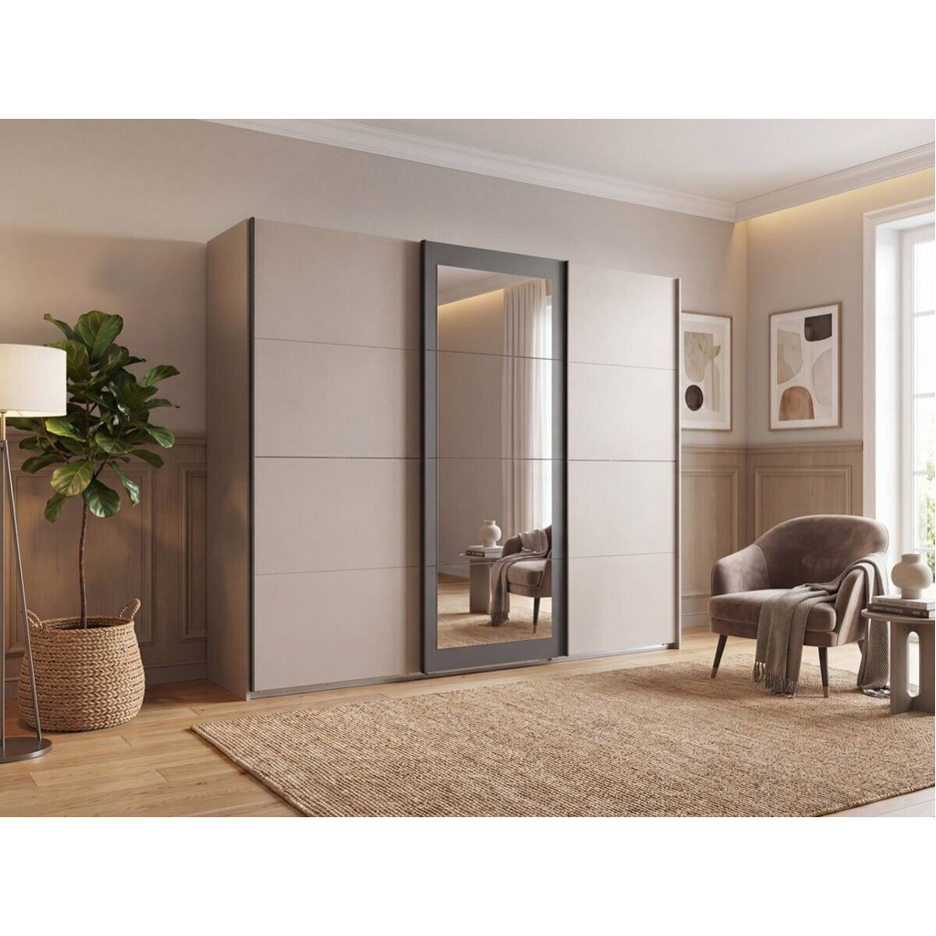 Schwebetürenschrank Rinteln Sahara grau B/H/T: ca. 270x208x65 cm