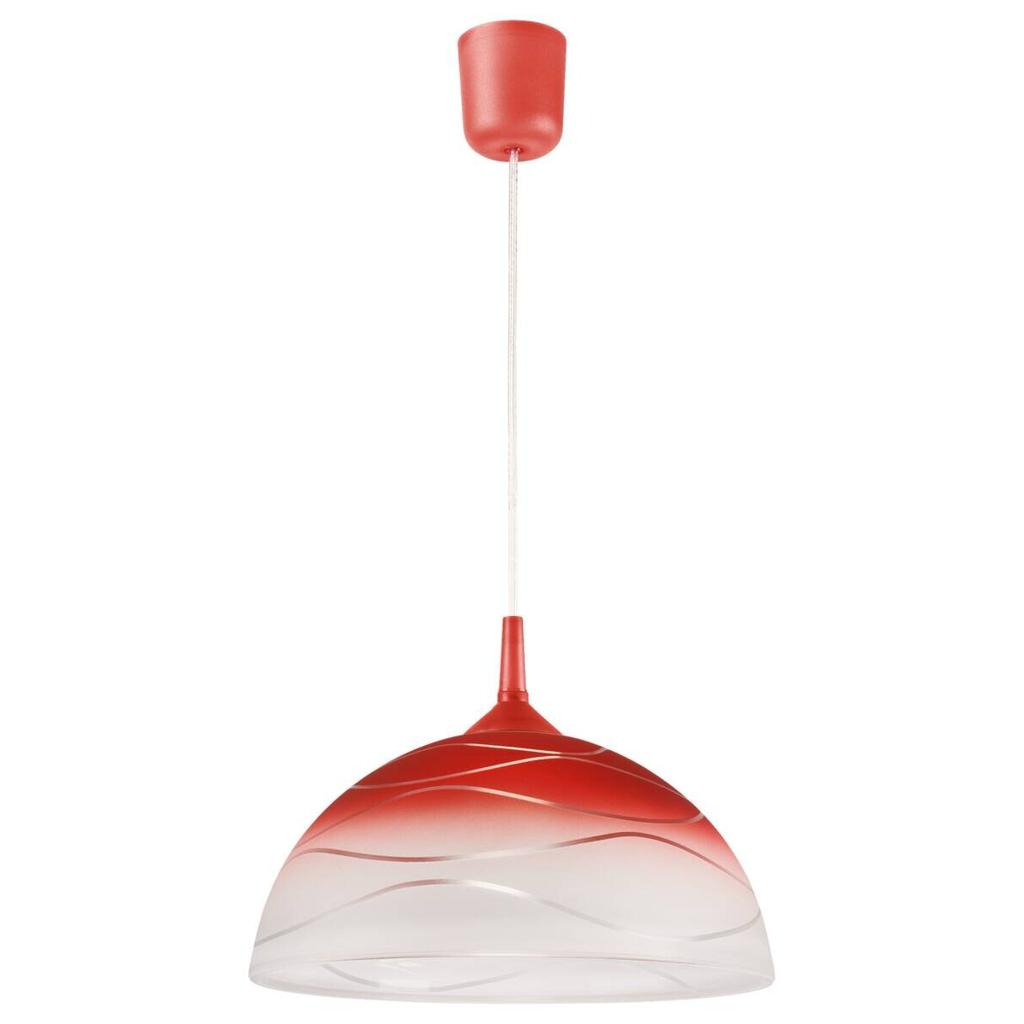 Lamkur Hängeleuchte rot Glas B/H/L: ca. 31x17x31 cm E27 1 Brennstellen